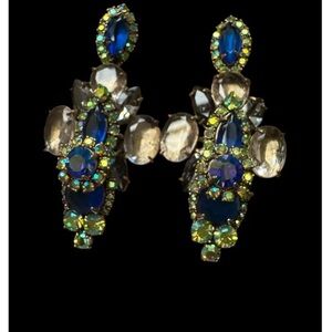 Elegant Blue and Silver Crystal Earrings